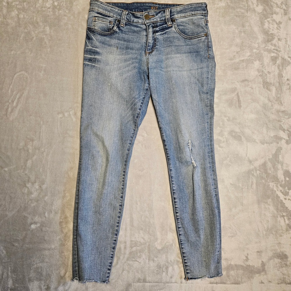 KUT From The Kloth Ankle Skinny Jeans Light Wash Distressed Women Size 10